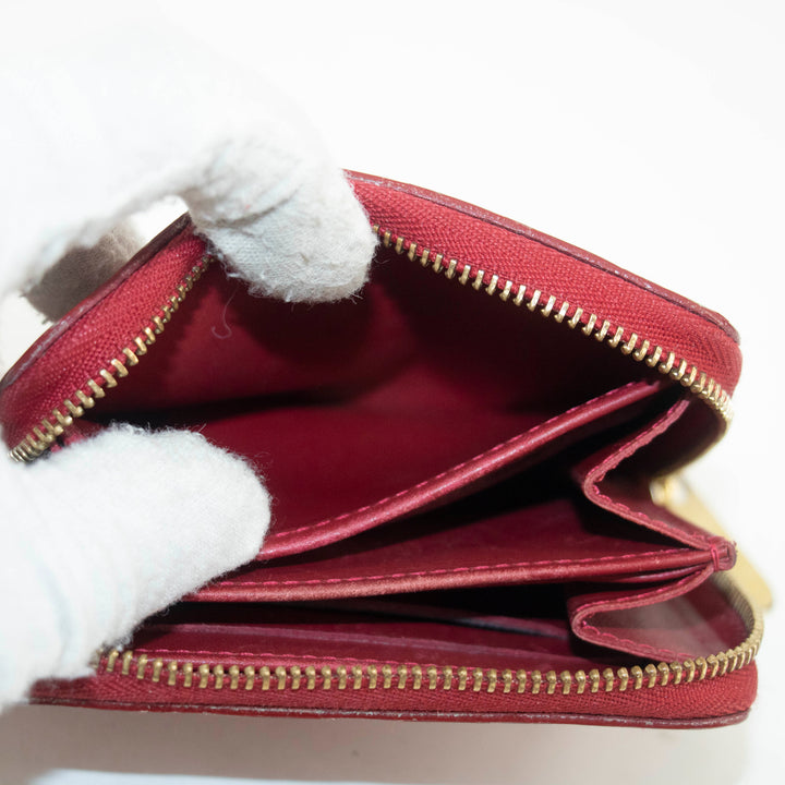 Louis Vuttion Red Vernis Zippy Compact Card Case #3862