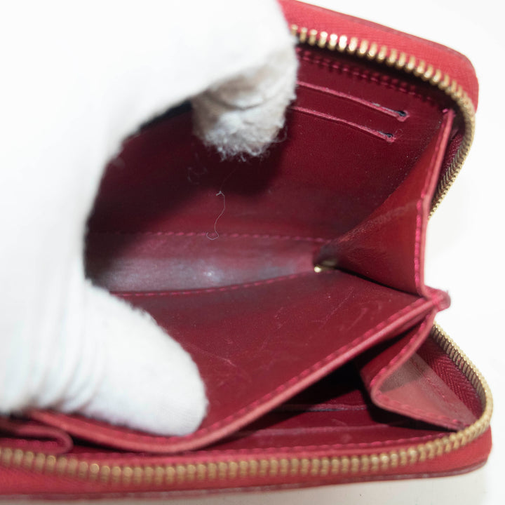 Louis Vuttion Red Vernis Zippy Compact Card Case #3862