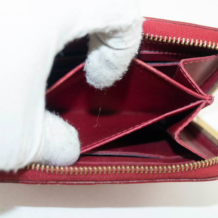 Louis Vuttion Red Vernis Zippy Compact Card Case #3862