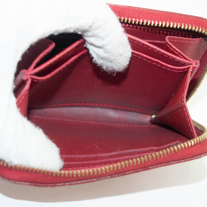 Louis Vuttion Red Vernis Zippy Compact Card Case #3862