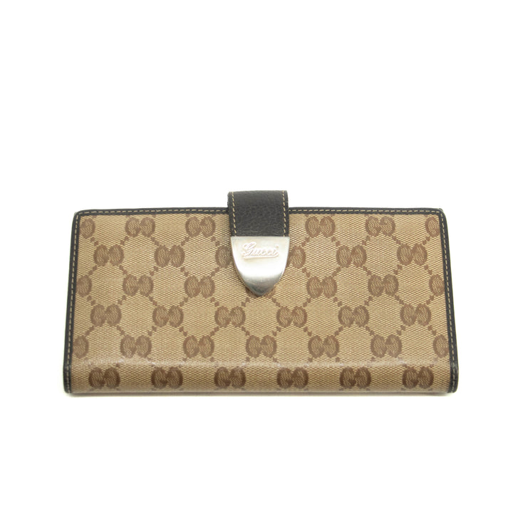 Gucci Brown GG Crystal Coated Canvas x Leather Continental Long Wallet #3907