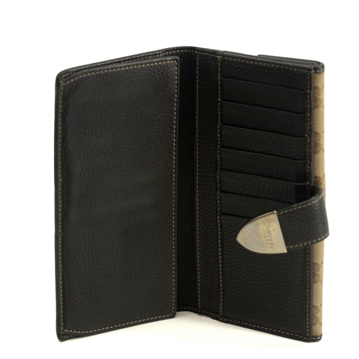 Gucci Brown GG Crystal Coated Canvas x Leather Continental Long Wallet #3907