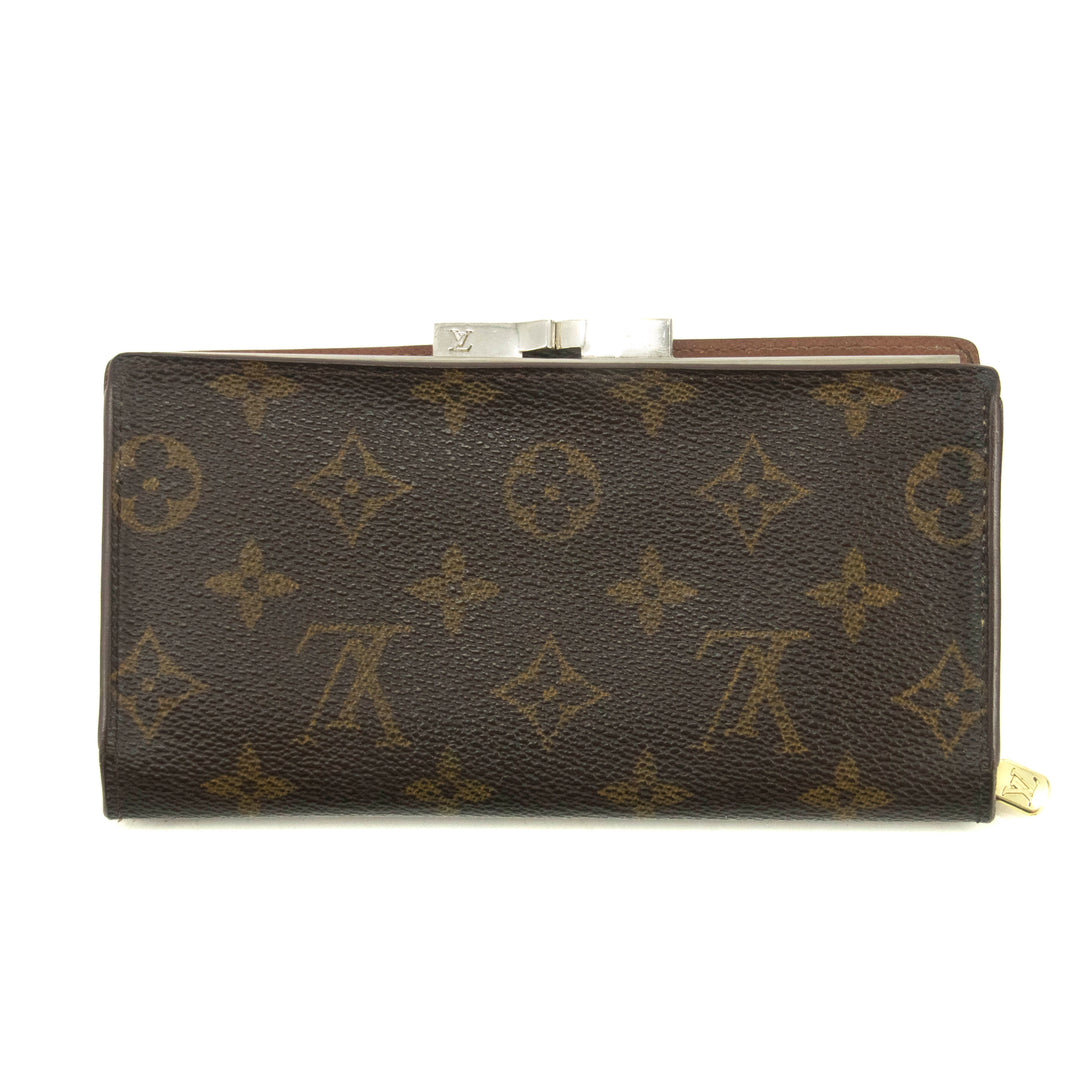 Louis Vuitton Monogram Canvas Brown Kisslock Wallet #3909