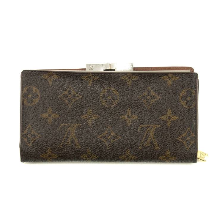 Louis Vuitton Monogram Canvas Brown Kisslock Wallet #3909