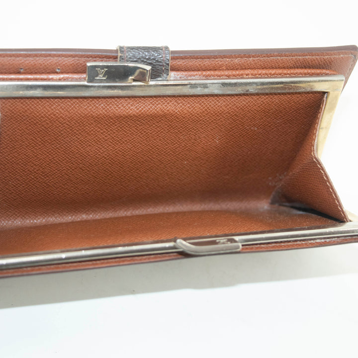 Louis Vuitton Monogram Canvas Brown Kisslock Wallet #3909