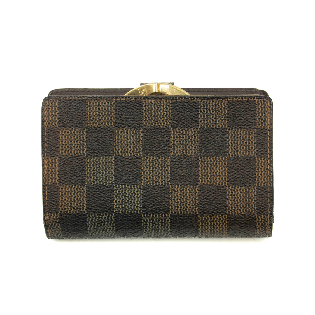 Louis Vuitton Damier Ebene Brown Bifold Kisslock Wallet #3912