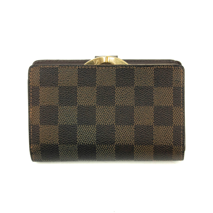 Louis Vuitton Damier Ebene Brown Bifold Kisslock Wallet #3912