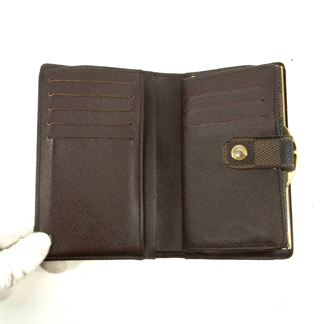 Louis Vuitton Damier Ebene Brown Bifold Kisslock Wallet #3912