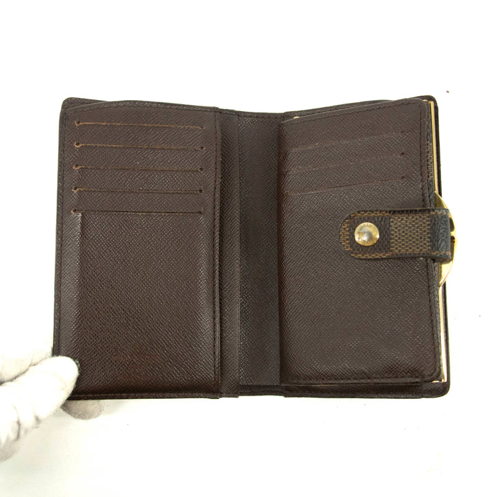 Louis Vuitton Damier Ebene Brown Bifold Kisslock Wallet #3912
