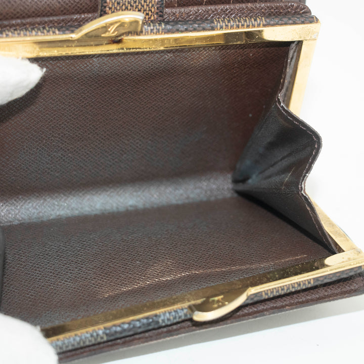 Louis Vuitton Damier Ebene Brown Bifold Kisslock Wallet #3912