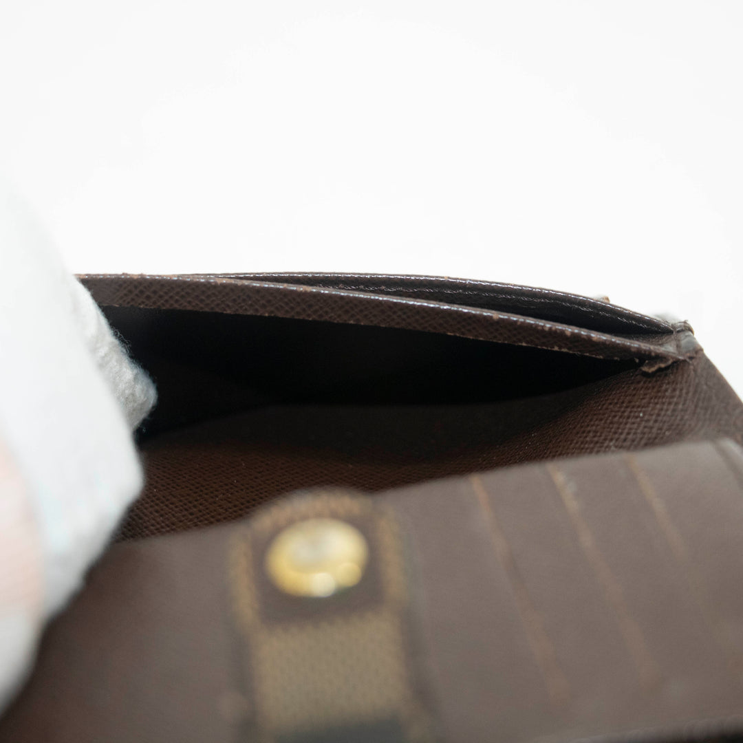 Louis Vuitton Damier Ebene Brown Bifold Kisslock Wallet #3912