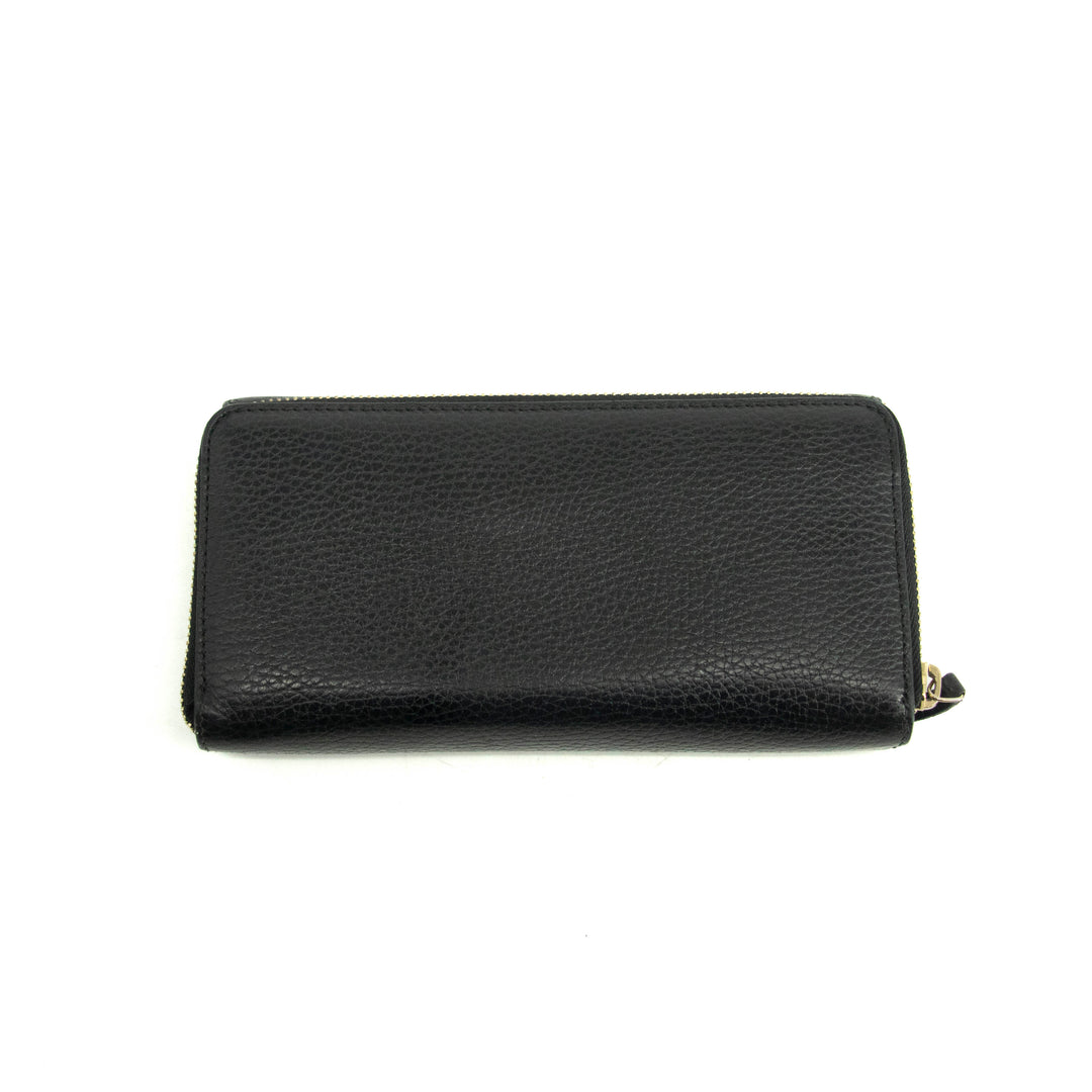 Gucci Interlocking G Black Zip Around Tri-fold Wallet #3917