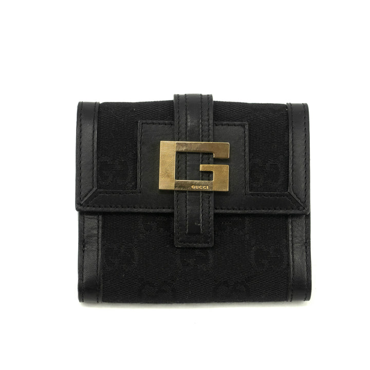 Gucci Black Vintage G Square Logo Compact Wallet #3919
