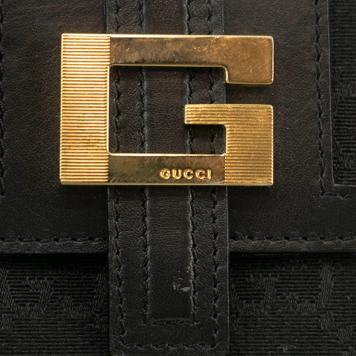 Gucci Black Vintage G Square Logo Compact Wallet #3919