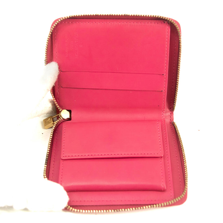 Louis Vuitton Neon Pink Vernis Zippy Compact Wallet #3930