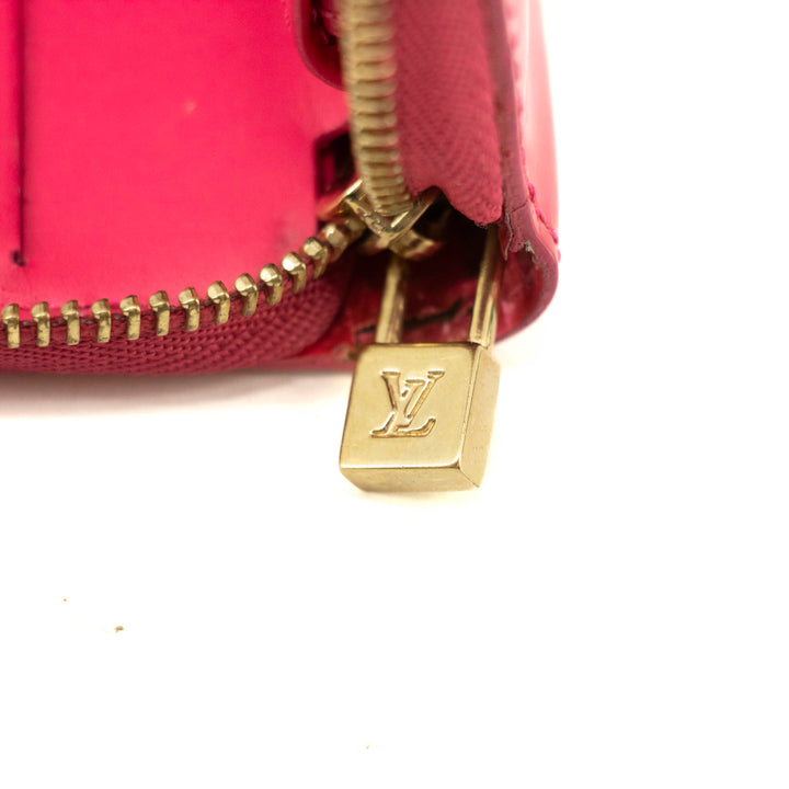 Louis Vuitton Neon Pink Vernis Zippy Compact Wallet #3930
