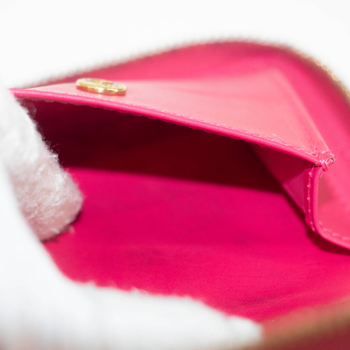 Louis Vuitton Neon Pink Vernis Zippy Compact Wallet #3930