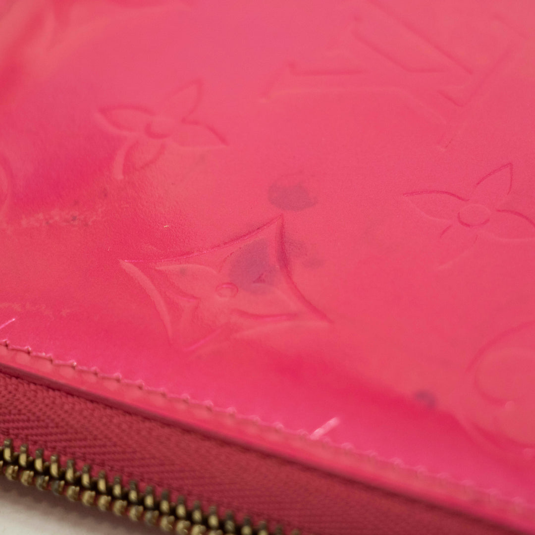Louis Vuitton Neon Pink Vernis Zippy Compact Wallet #3930