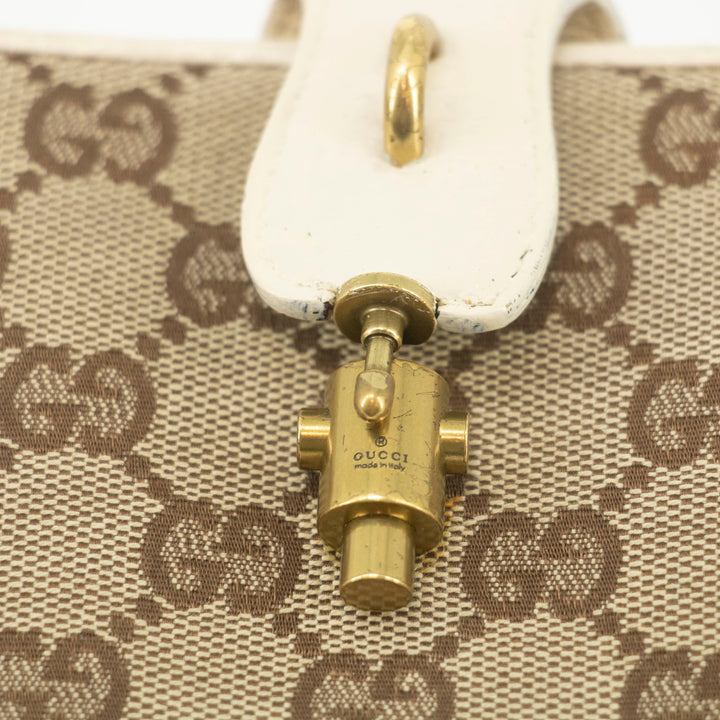 Gucci GG Brown White Canvas x Leather Compact Wallet #3935