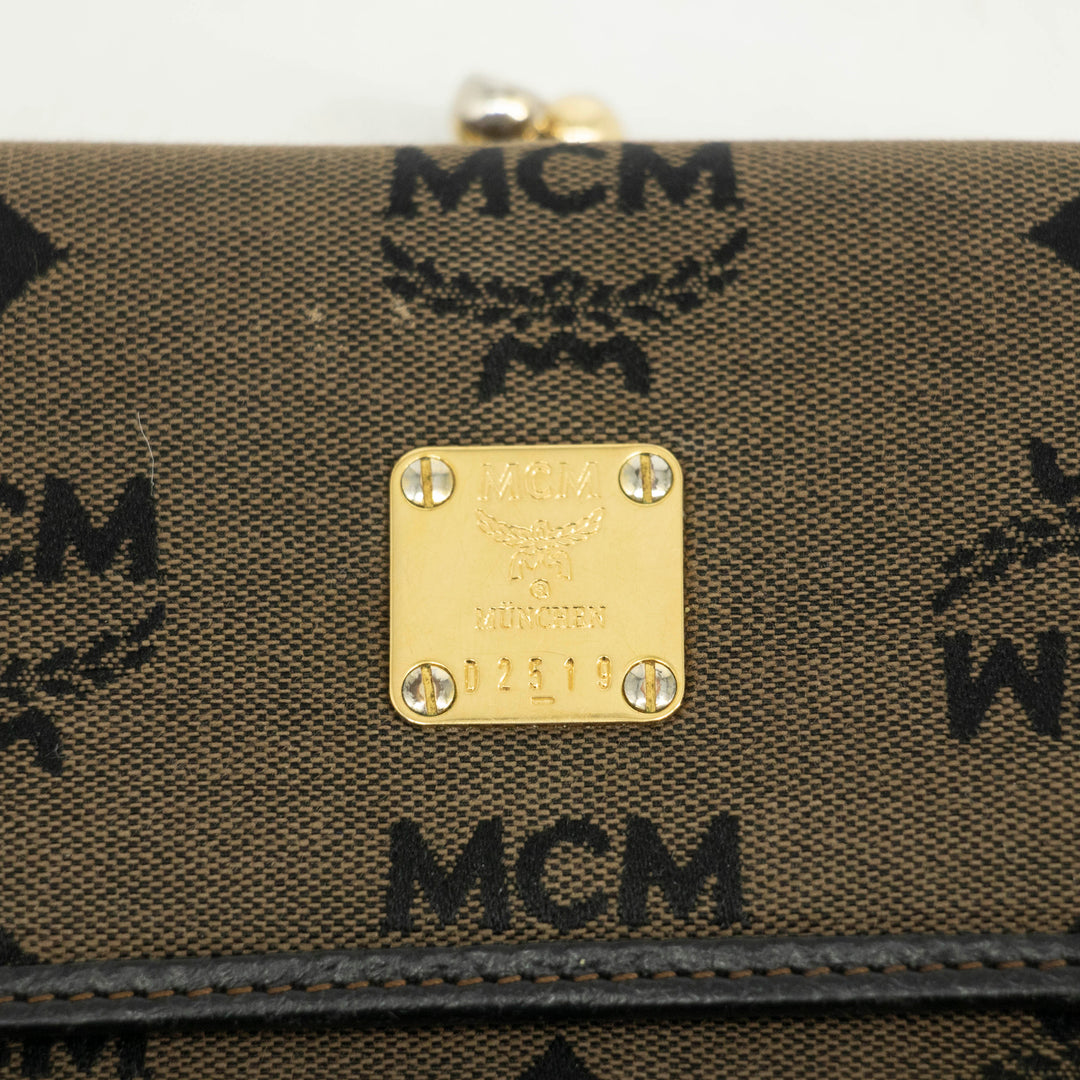 MCM Brown Canvas Kisslock Wallet #3937