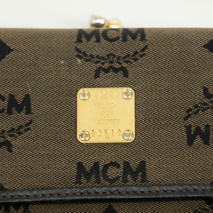 MCM Brown Canvas Kisslock Wallet #3937
