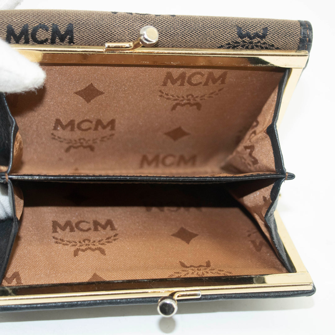 MCM Brown Canvas Kisslock Wallet #3937