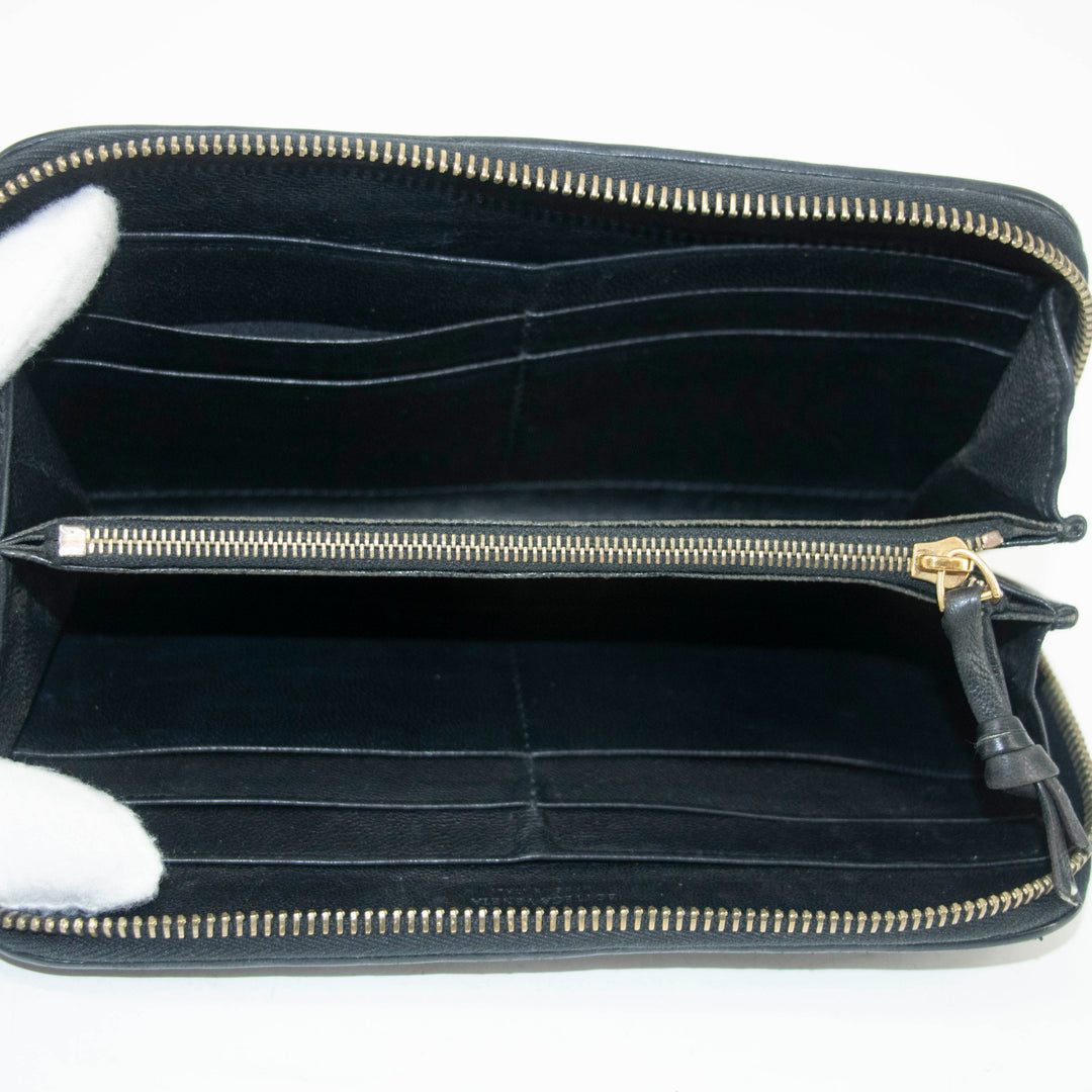 Bottega Veneta Intrecciato Black Zippy Long Wallet #3944