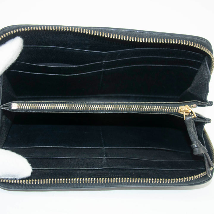 Bottega Veneta Intrecciato Black Zippy Long Wallet #3944