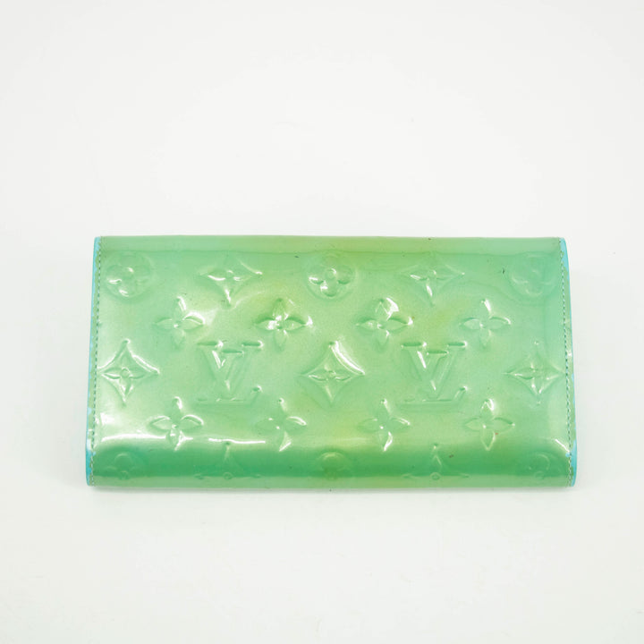 Louis Vuitton Green Vernis Sarah Long Wallet #3951