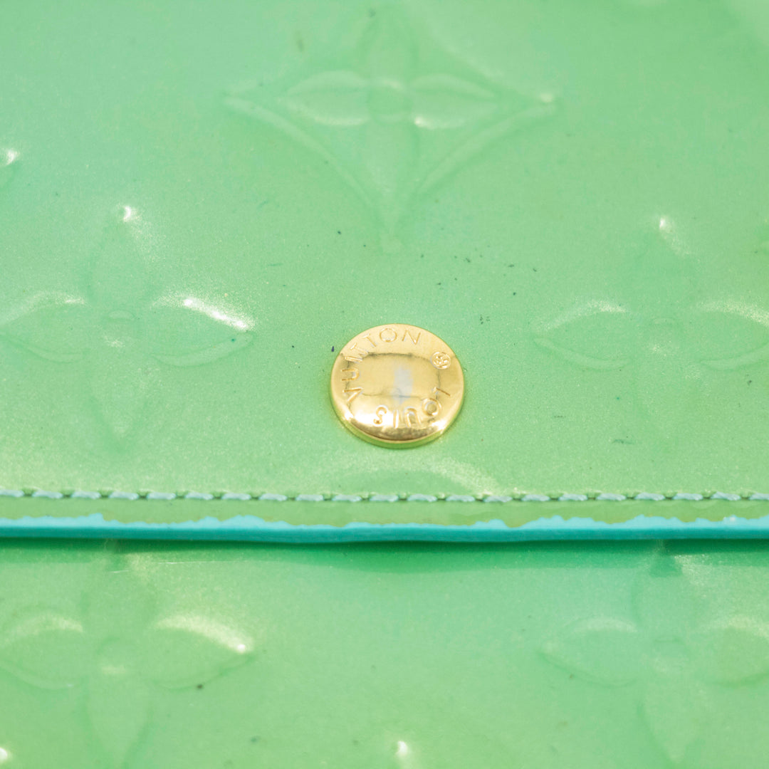 Louis Vuitton Green Vernis Sarah Long Wallet #3951