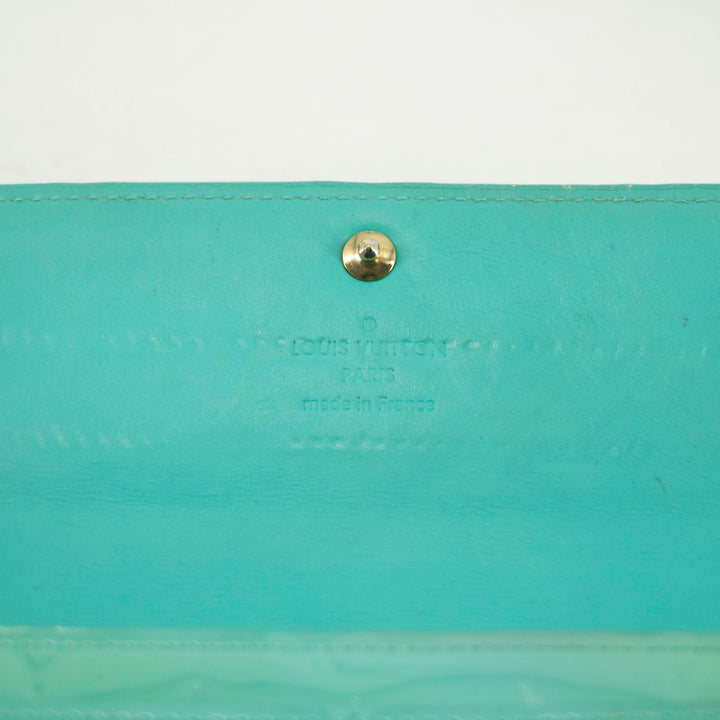 Louis Vuitton Green Vernis Sarah Long Wallet #3951