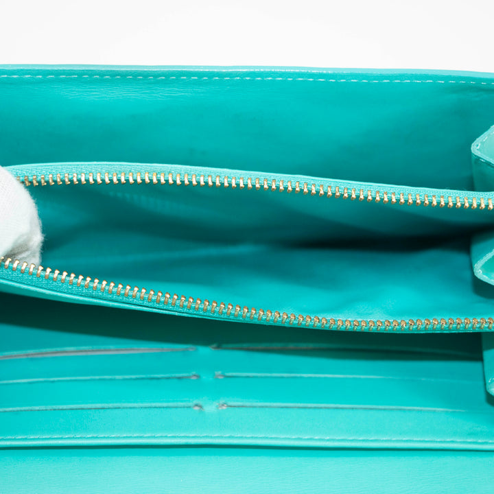 Louis Vuitton Green Vernis Sarah Long Wallet #3951
