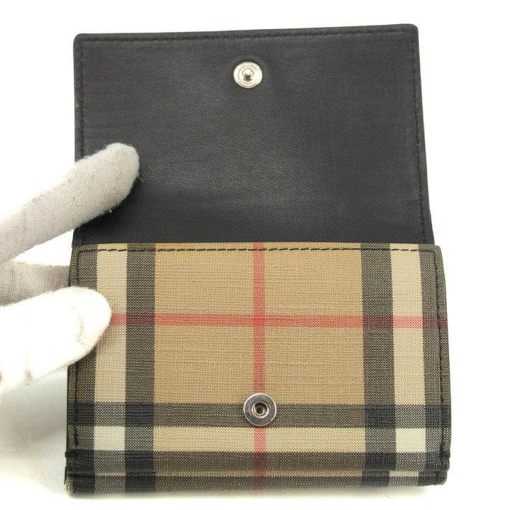 Burberry Vintage Black Check Trifold Compact Wallet #3958