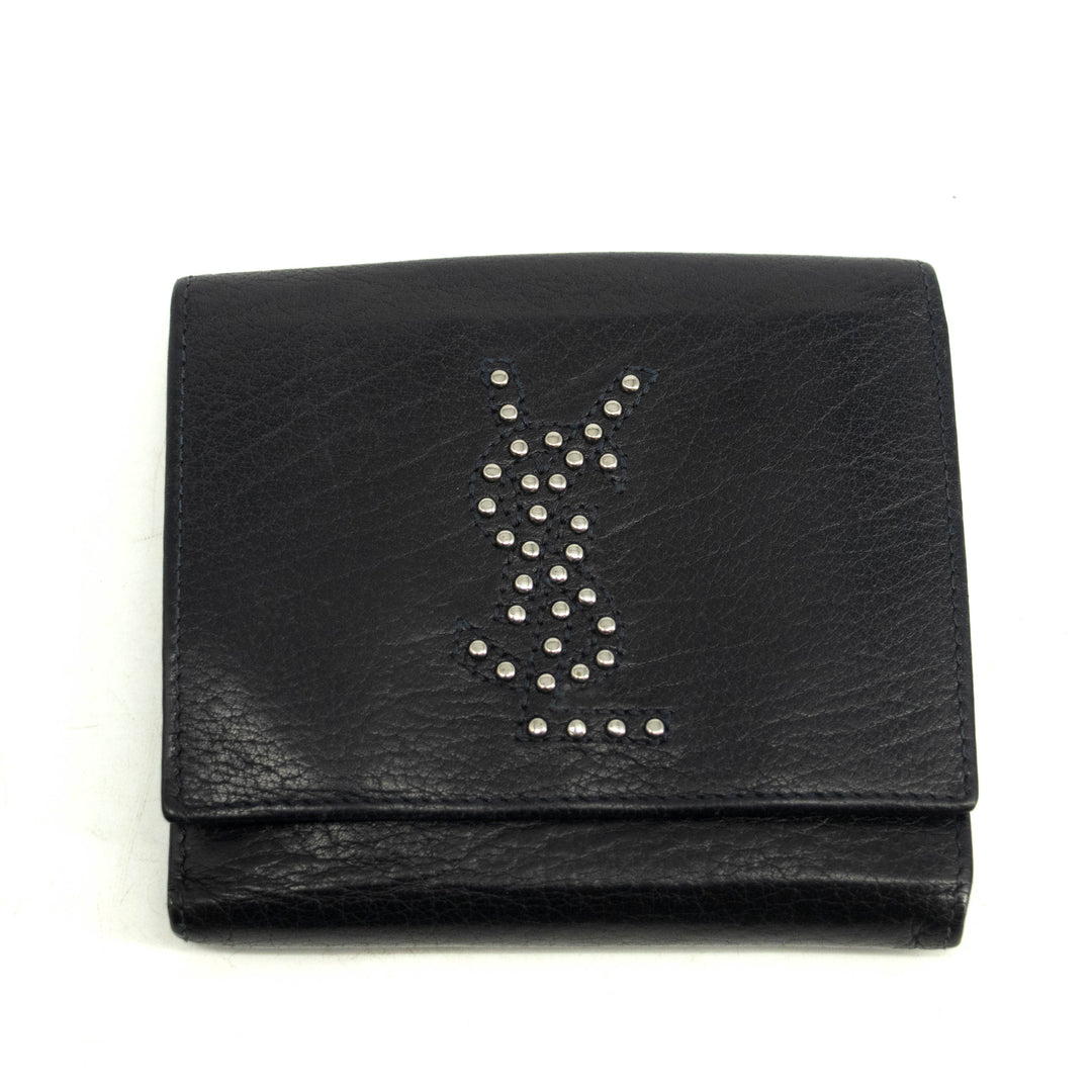 Yves Saint Laurent Black Rive Gauche Leather Compact Wallet #3963