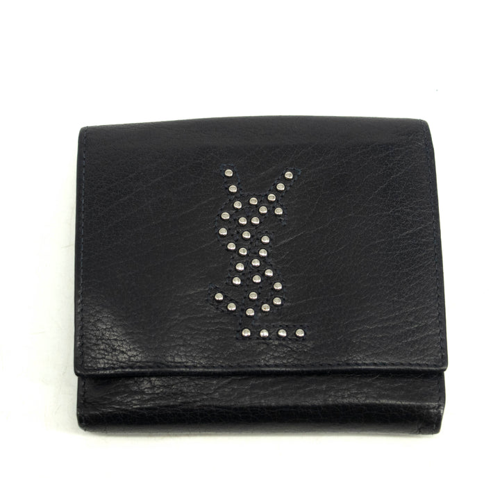 Yves Saint Laurent Black Rive Gauche Leather Compact Wallet #3963