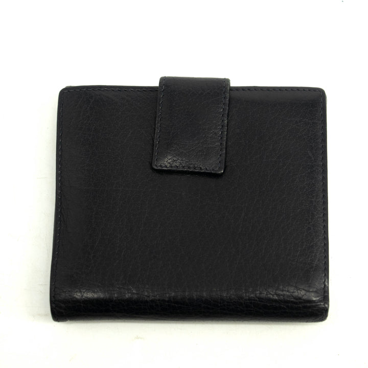 Yves Saint Laurent Black Rive Gauche Leather Compact Wallet #3963