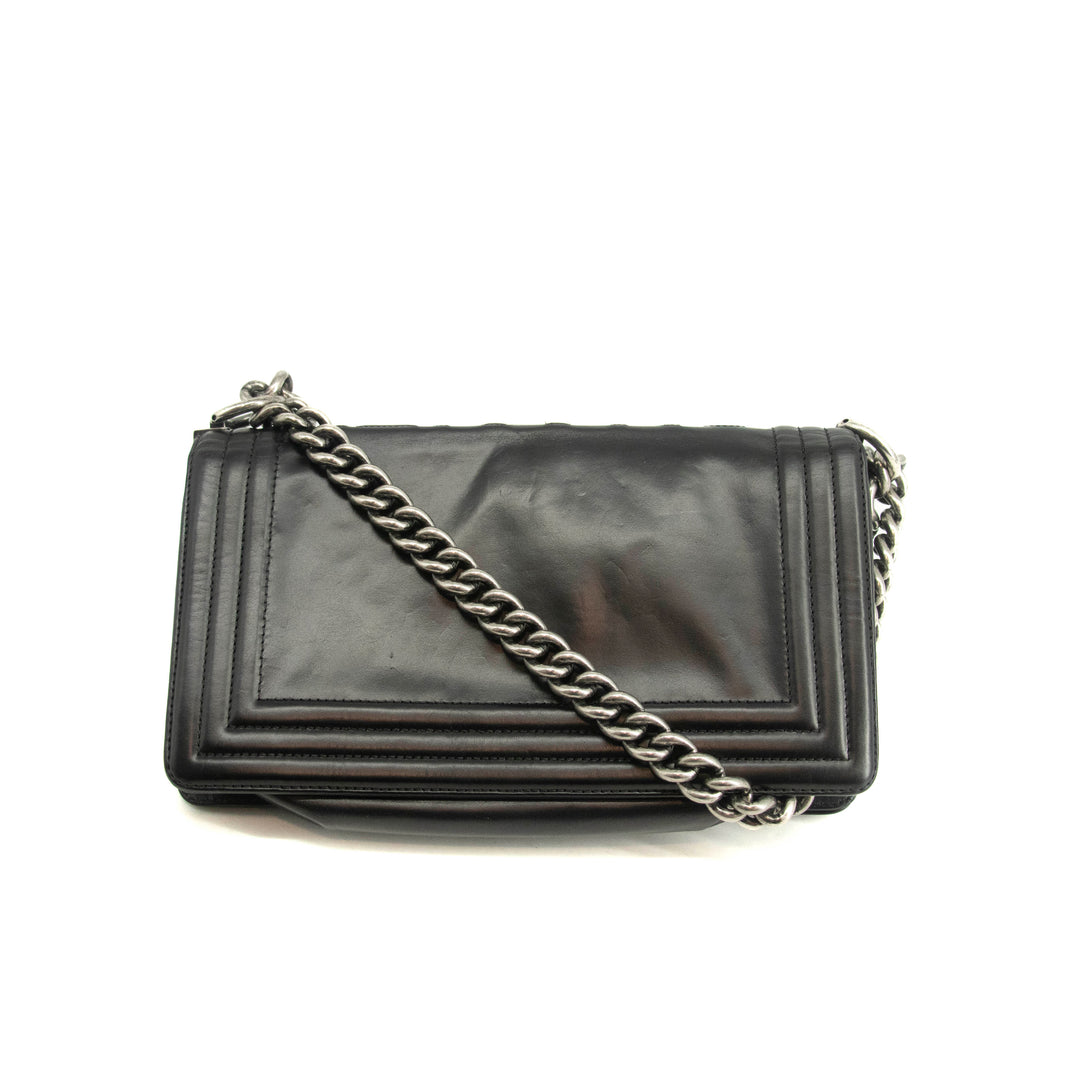 Chanel Black Vinyl Reverso Medium Boy Bag 15 Series #3975