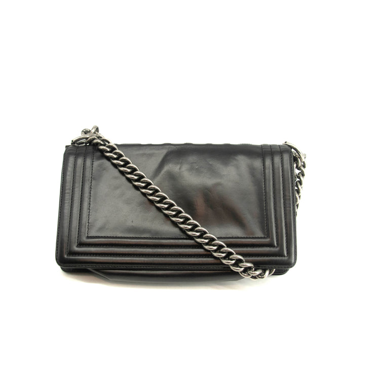 Chanel Black Vinyl Reverso Medium Boy Bag 15 Series #3975
