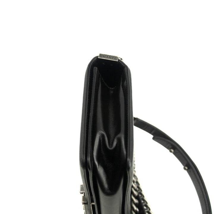 Chanel Black Vinyl Reverso Medium Boy Bag 15 Series #3975