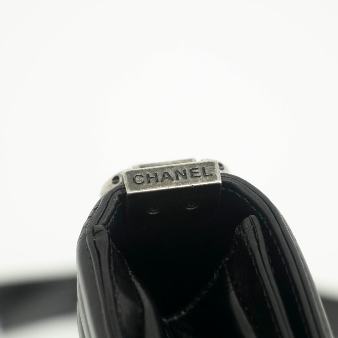 Chanel Black Vinyl Reverso Medium Boy Bag 15 Series #3975