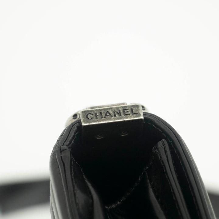 Chanel Black Vinyl Reverso Medium Boy Bag 15 Series #3975