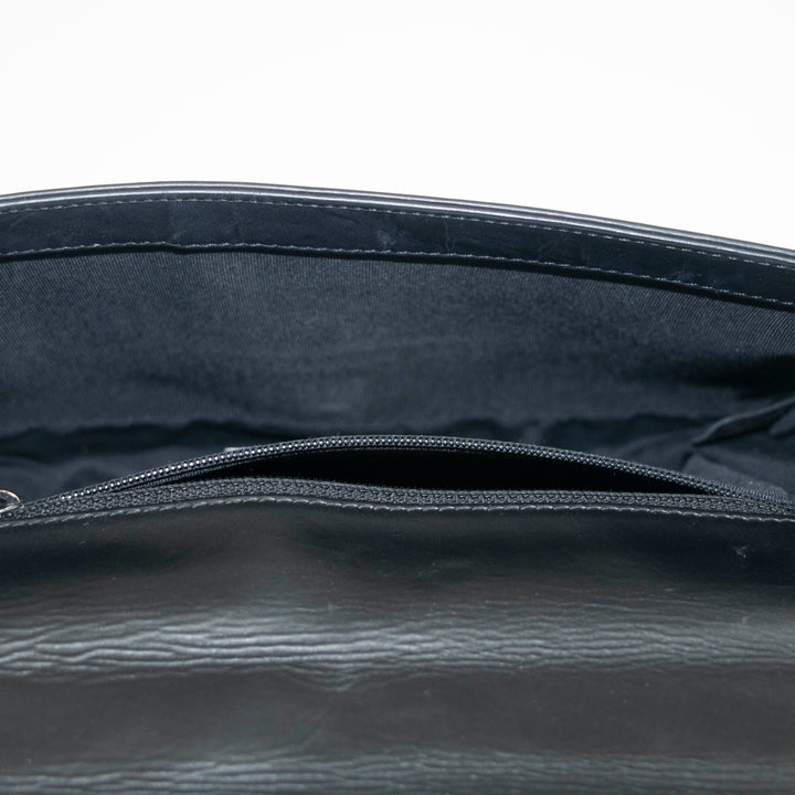 Chanel Black Vinyl Reverso Medium Boy Bag 15 Series #3975