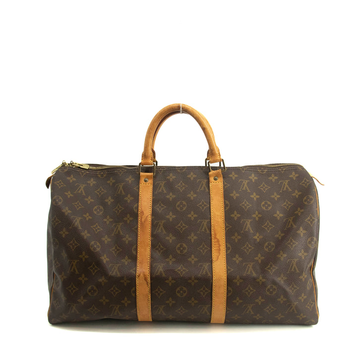 Louis Vuitton Monogram Canvas Brown Keepall 50 Boston Bag #3988