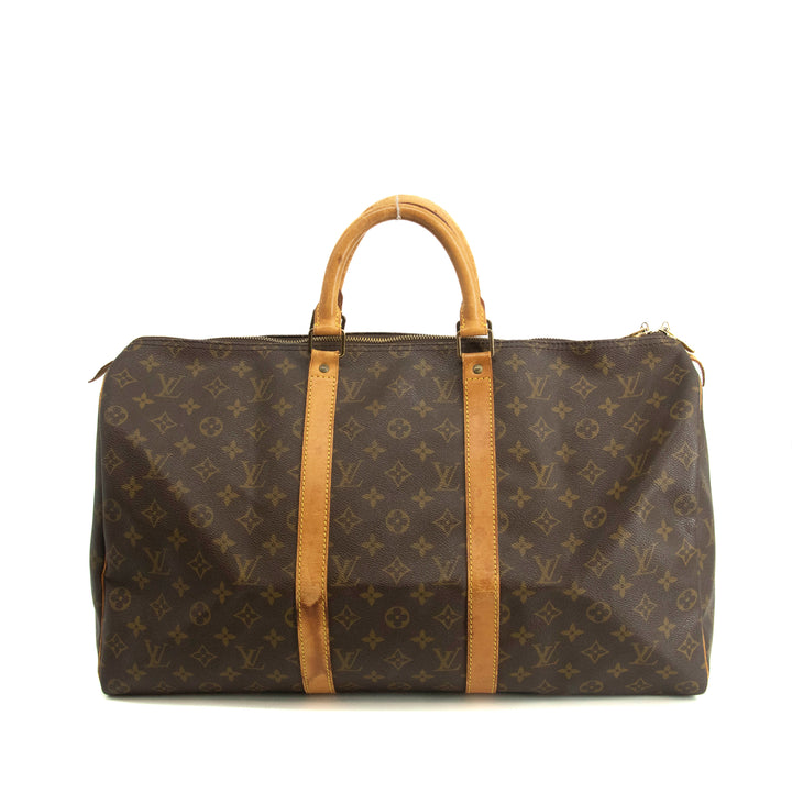 Louis Vuitton Monogram Canvas Brown Keepall 50 Boston Bag #3988