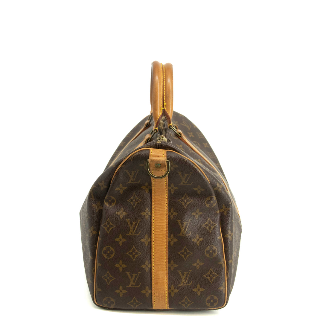 Louis Vuitton Monogram Canvas Brown Keepall 45 Bandouliere Boston Bag #3991