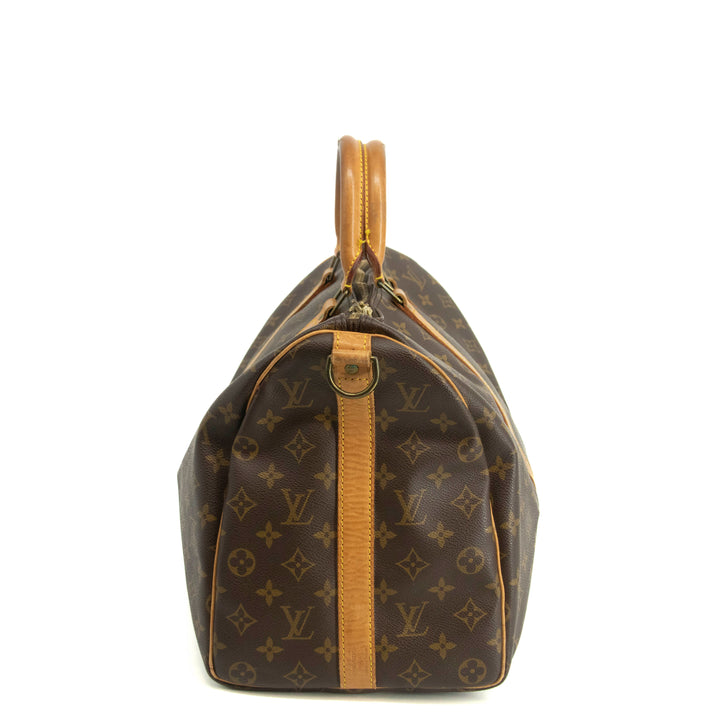 Louis Vuitton Monogram Canvas Brown Keepall 45 Bandouliere Boston Bag #3991