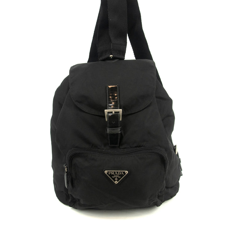 Prada Black Tessuto Nylon x Leather Backpack #4631