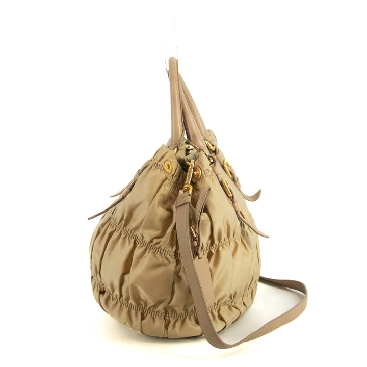 Prada Nylon Tessuto Beige Gaufre 2Way Shoulder Bag Beige #4674
