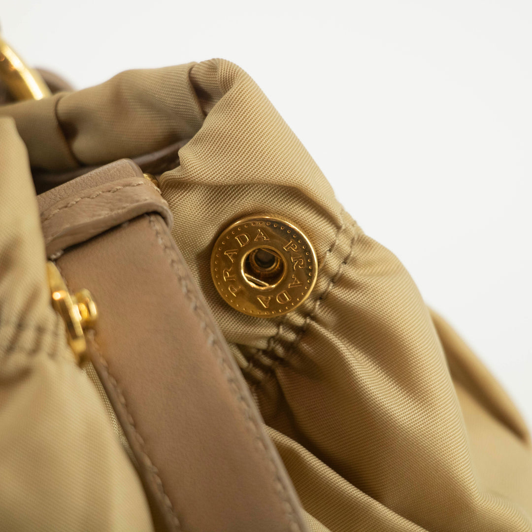 Prada Nylon Tessuto Beige Gaufre 2Way Shoulder Bag Beige #4674