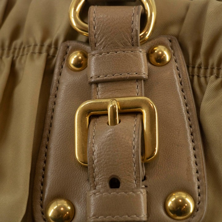 Prada Nylon Tessuto Beige Gaufre 2Way Shoulder Bag Beige #4674